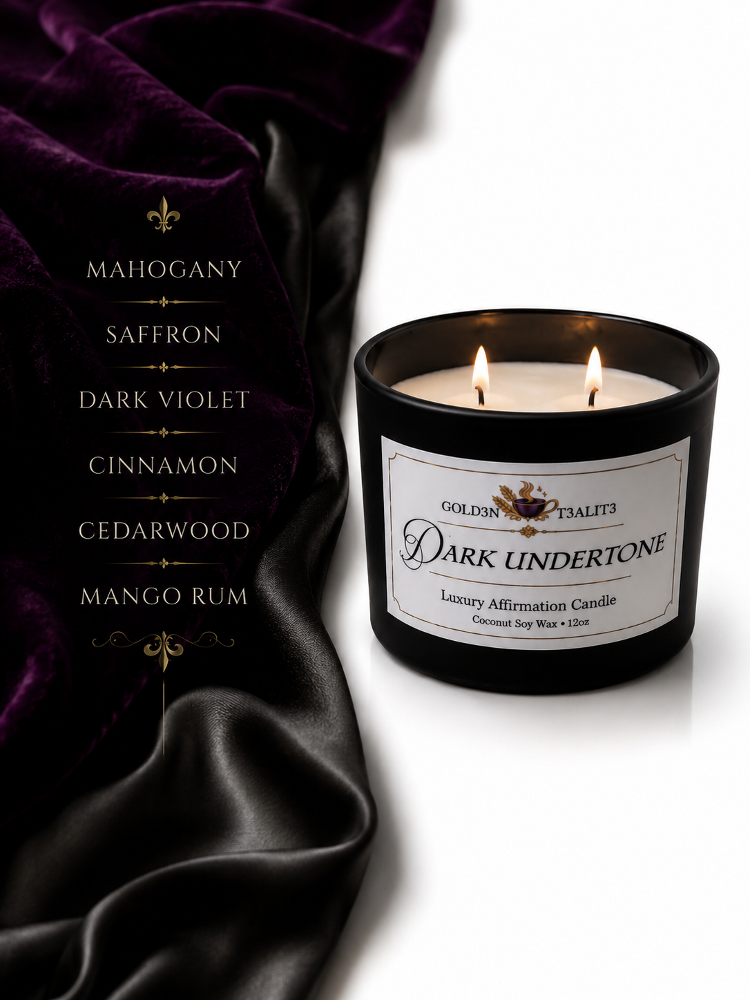 DARK UNDERTONE Luxury Affirmation Candle | 12oz Coconut Soy Wax