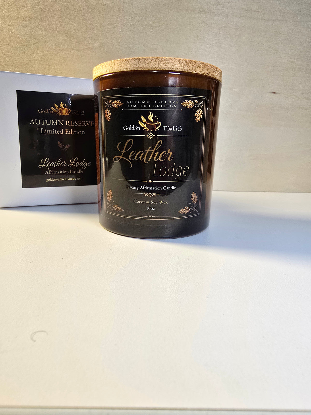 LEATHER LODGE *Limited Autumn Edition* | Affirmation Candle  Coconut Soy 10oz