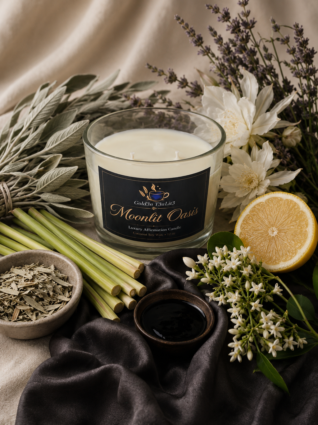 MOONLIT OASIS(Spa Candle) | Luxury Affirmation Candle 12oz