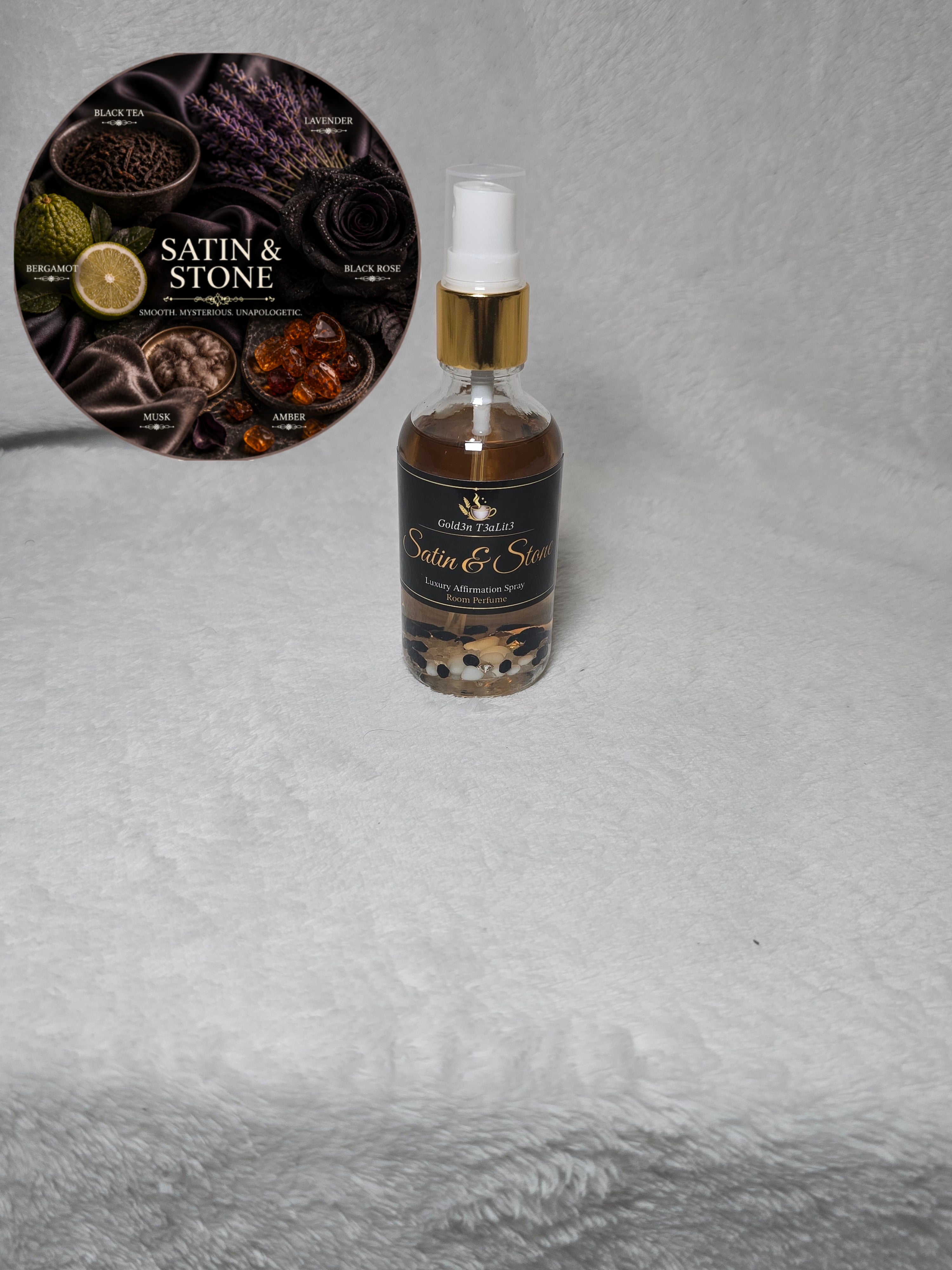 SATIN & STONE Complete All-In Spray | (Body / Home / Travel ) Crystal-infused 4oz