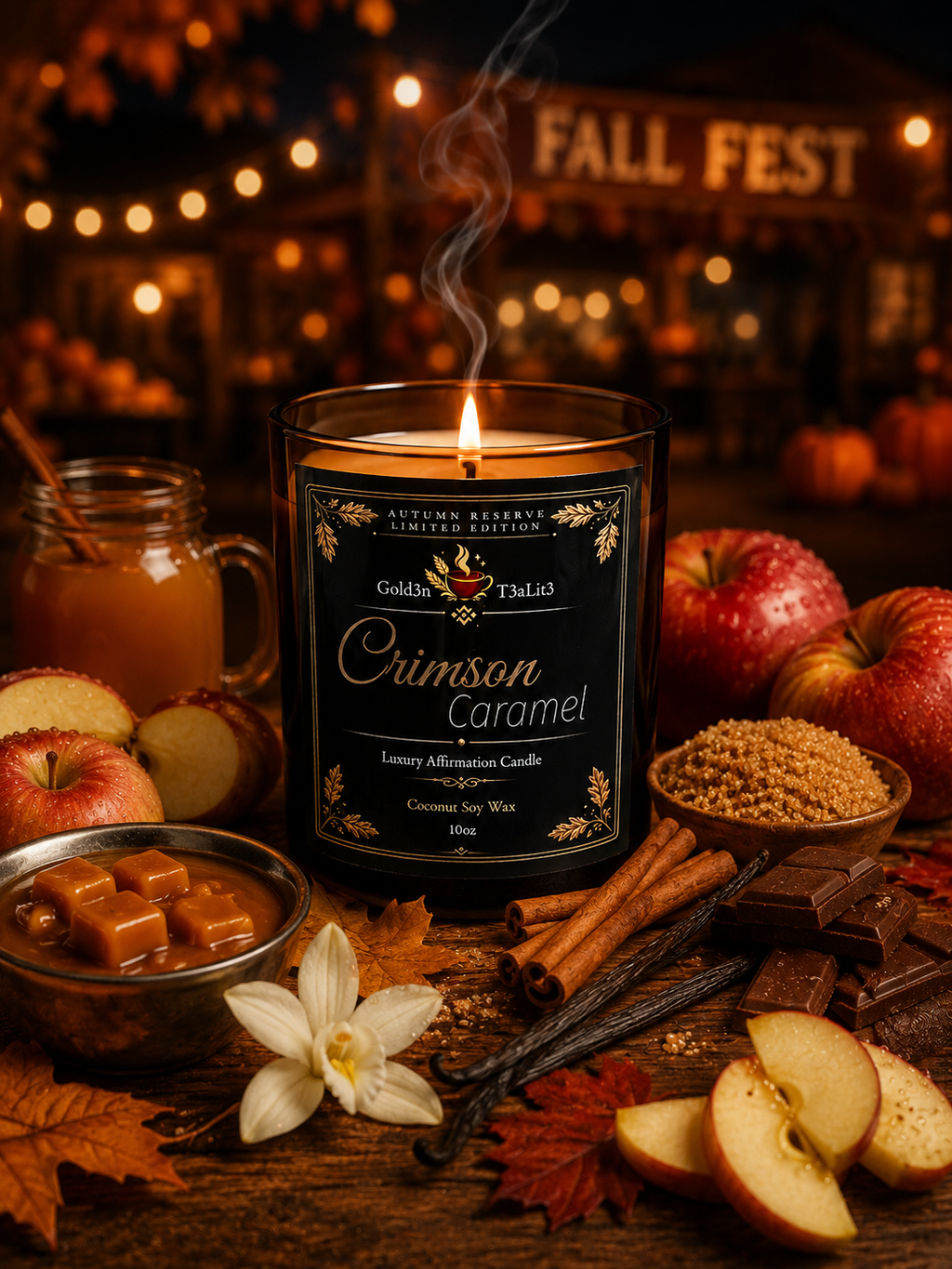 CRIMSON CARAMEL *Limited Autumn Edition* | Affirmation Candle  Coconut Soy 10oz