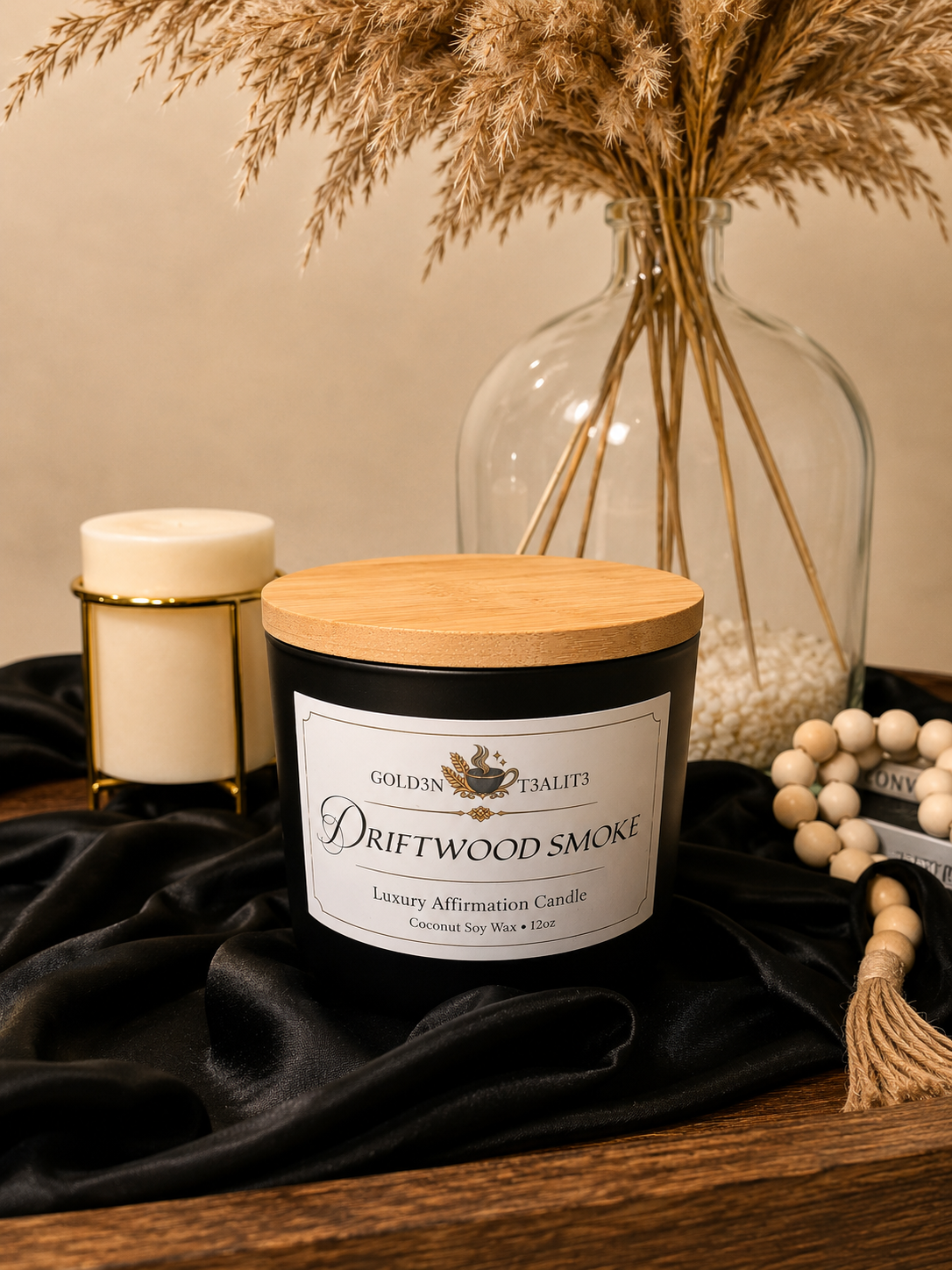 DRIFTWOOD SMOKE Luxury Affirmation Candle | 12oz Coconut Soy Wax