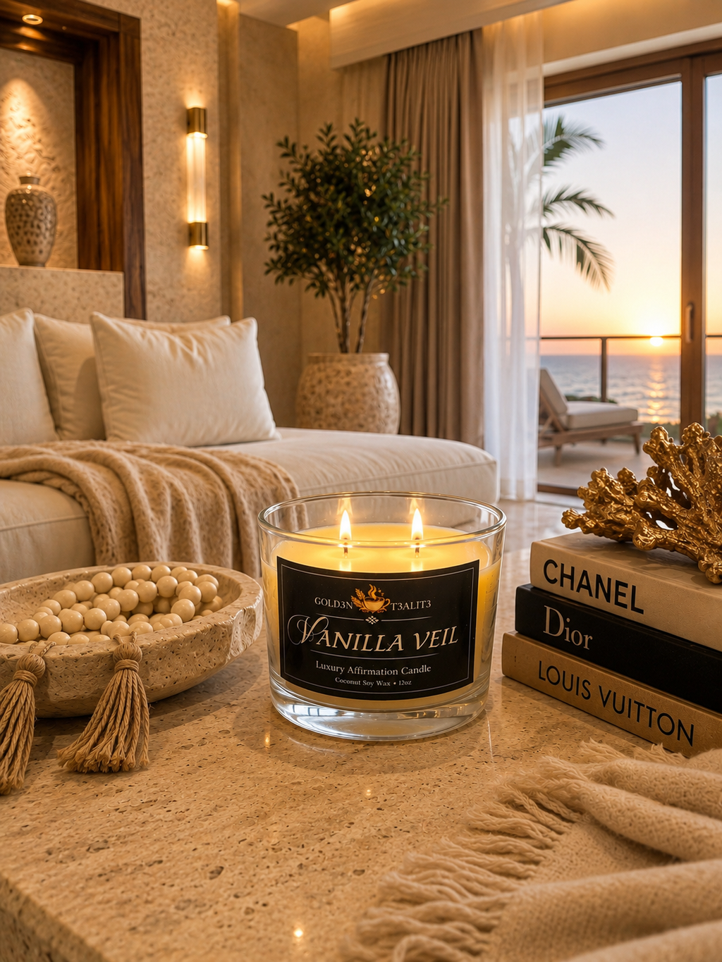 VANILLA VEIL Luxury Affirmation Candle | 12oz Coconut Soy Wax