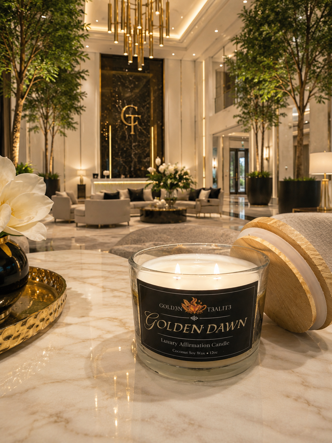 GOLDEN DAWN Luxury Affirmation Candle | 12oz Coconut Soy Wax