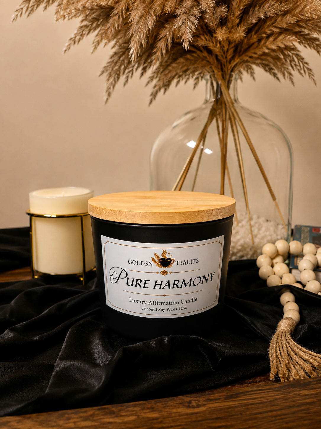 PURE HARMONY Luxury Affirmation Candle | 12oz Coconut Soy Wax