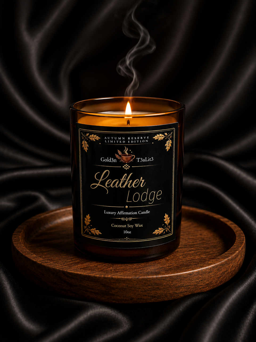 LEATHER LODGE *Limited Autumn Edition* | Affirmation Candle  Coconut Soy 10oz