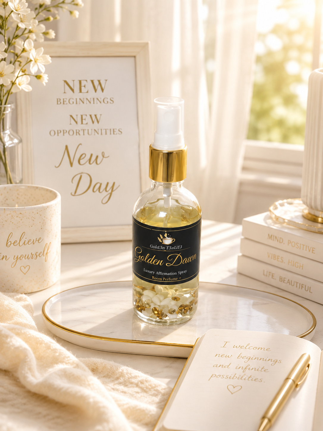 GOLDEN DAWN Complete All-In *Signature Collection* Spray | (Body / Home / Travel ) Crystal-infused 4oz