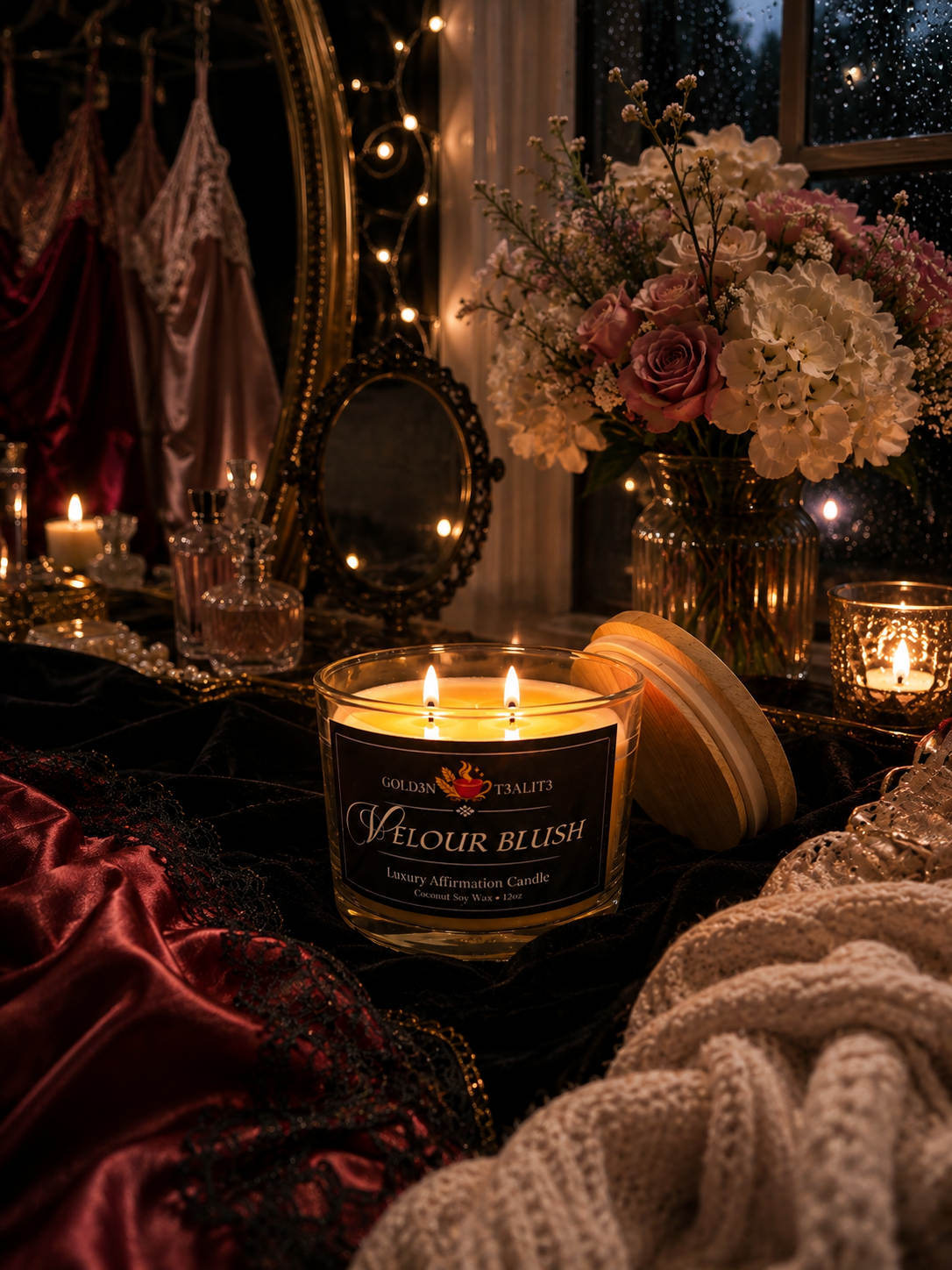 VELOUR BLUSH Luxury Affirmation Candle | 12oz Coconut Soy Wax