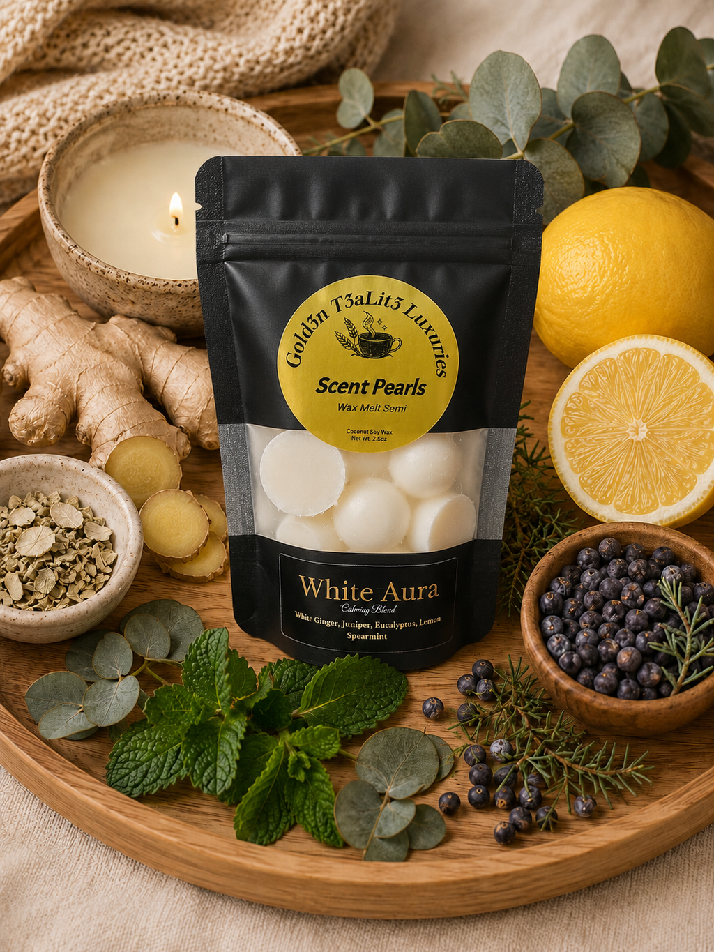 WHITE AURA (Calming Blend)  Luxury Scent Pearls | Premium Coconut Soy Wax Melts