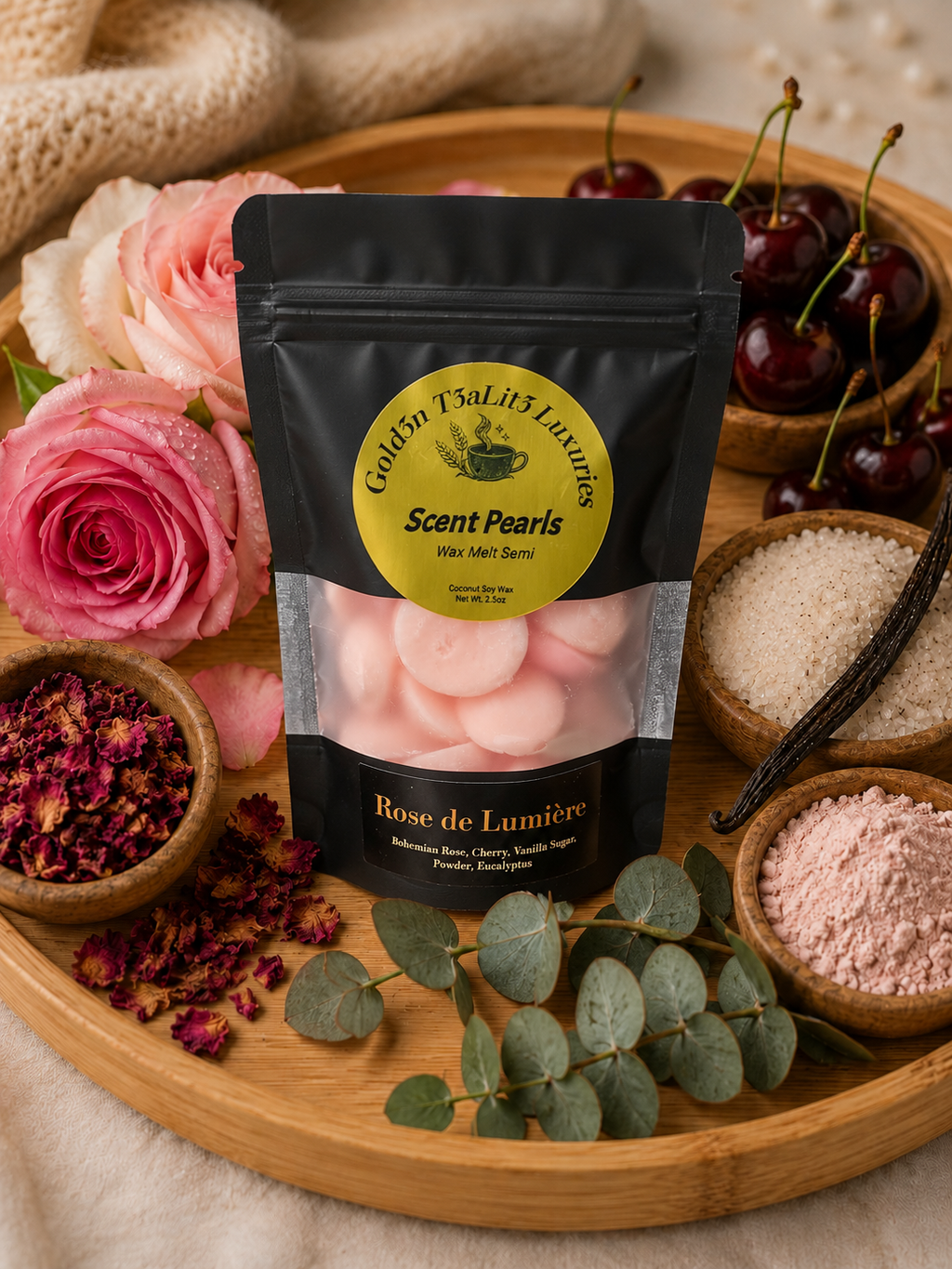 ROSE DE LUMIÈRE |  Luxury Scent Pearls | Premium Coconut Soy Wax Melts
