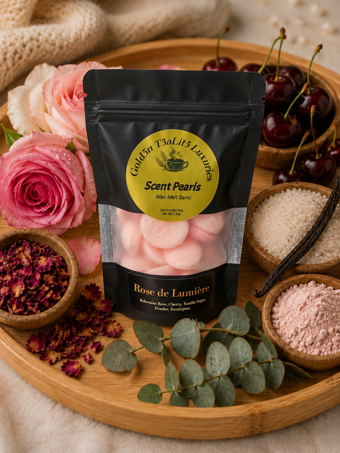 ROSE DE LUMIÈRE |  Luxury Scent Pearls | Premium Coconut Soy Wax Melts