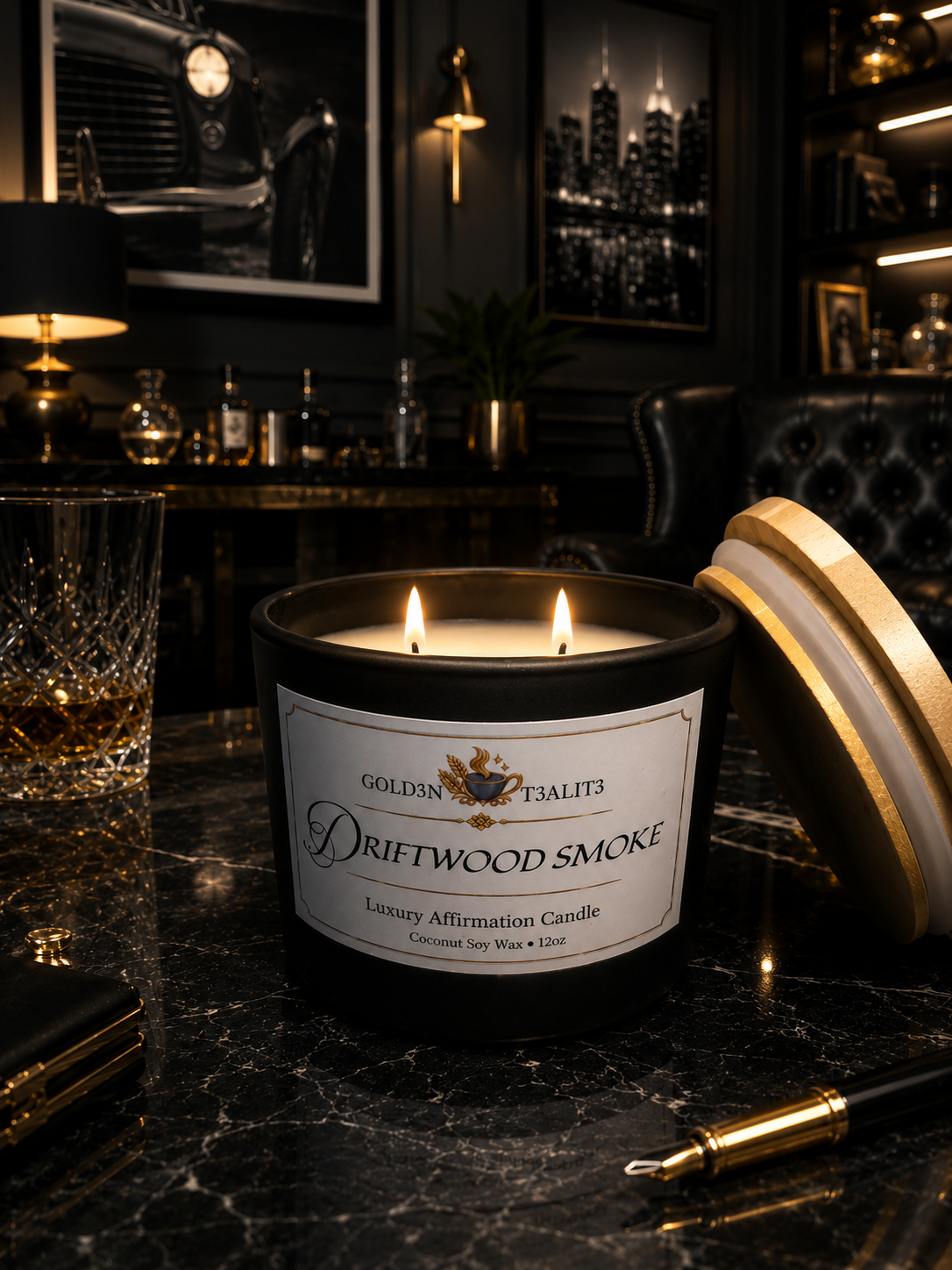 DRIFTWOOD SMOKE Luxury Affirmation Candle | 12oz Coconut Soy Wax